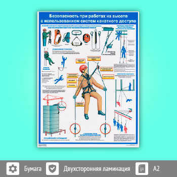 Плакат «Безопасность работ на высоте с использованием систем канатного доступа» (С-89, 1 лист, A2)
